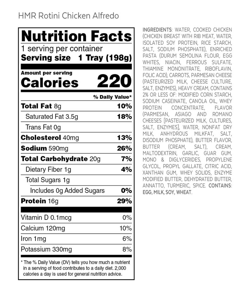 HMR Rotini Chicken Alfredo Entrée | Pre-packaged Lunch or Dinner to Support Healthy Eating | Ready to Eat | 16g of Protein | Low Calorie Food | 7oz Serving per Meal | Pack of 6 - Image 3